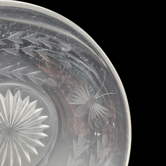 Vintage Cut Glass Nappy Butterfly Flowers - Picture 7 of 10